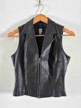 Wilsons Leather Maxima Black Leather Moto Vest Size S